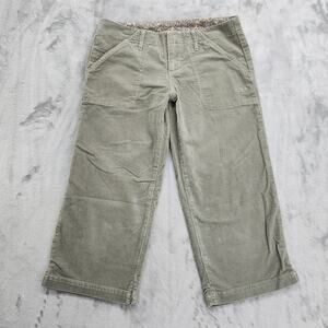 Vintage OP Pants Womens 5 Juniors Green Corduroy Mid Rise Corduroy Capri Beach